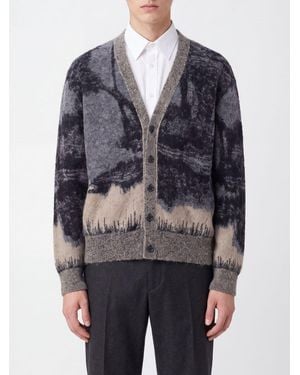 Laneus Cárdigan De Mohair Con Motivo Jacquard Abstracto Y Cuello De Pico - Azul