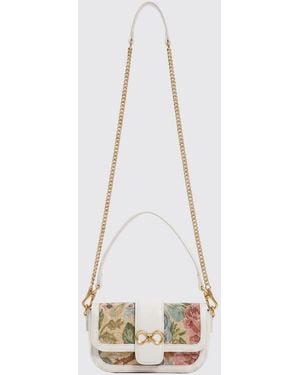 Twinset Canvas Bag With Jacquard Floral Motif - White