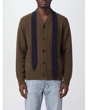 Sacai Pure Wool Cardigan With Scarf Neck And Patch Pockets - Black