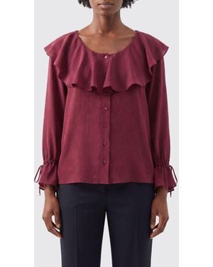 Chloé ChloÉ Langärmlige Seidenbluse Mit Rüschen Und Stickerei - Rot