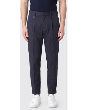 Paolo Pecora Slim Fit Cotton Chino Pants With Slant Pockets - Blue