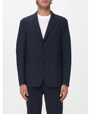 Emporio Armani Single-Breasted Polyester Blazer - Blue