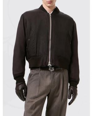 Our Legacy Cupro Bomber Jacket With Classic Collar And Zip Closure - Black