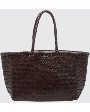 Dragon Diffusion Woven Leather Handbag With Double Handle - Brown