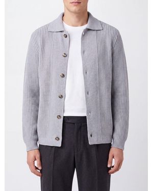 Lardini Woll- Und Kaschmir-Cardigan Mit Klassischem Kragen Und Rippstrick - Grau