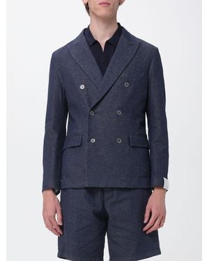 Paolo Pecora Double-Breasted Virgin Wool Blazer - Blue
