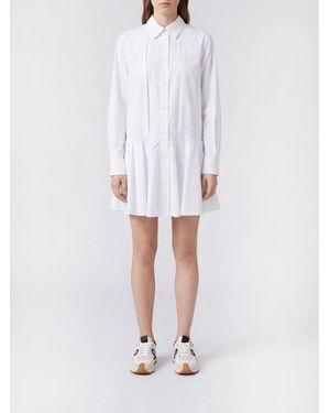 Loewe Robe Chemise Mini En Popeline De Coton À Encolure Drapée - Blanc