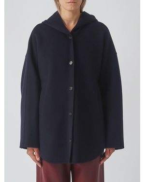 Max Mara Single-Breasted Virgin Wool Hooded Coat - Blue