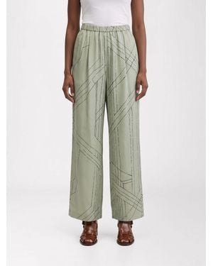 Alysi Printed Silk Palazzo Pants - Green