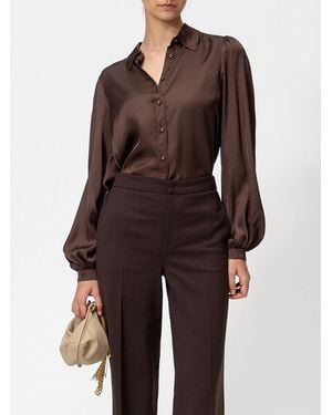 Twinset Chemise En Viscose Avec Col Classique Et Détails À Carreaux - Marron