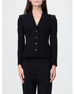 Dolce & Gabbana Dolce &Amp Gabbana Blazer Corto De Corte Entallado De Lana Virgen Con Solapas De Pico - Negro