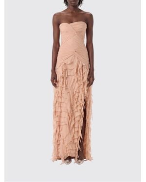 Blumarine Vestido Largo De Georgette Con Volantes - Blanco