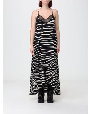 Zadig & Voltaire Zadig &Amp Voltaire Robe Nuisette Midi À Imprimé Zèbre Avec Empiècements En Dentelle - Noir