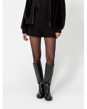 Twinset High-Waisted Slim Fit Crêpe Shorts With Side Zip - Black