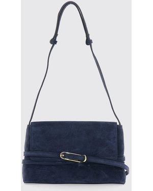 Liffner Sac À Bandoulière En Cuir De Vachette Suédé Avec Anse Réglable - Bleu