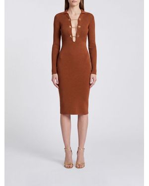 Elisabetta Franchi Slim-Fit Midi Sheath Dress - Brown