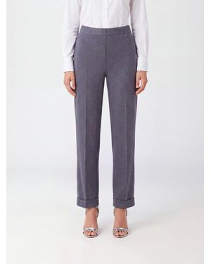 Semicouture Cropped Slim Fit Trousers - Blue