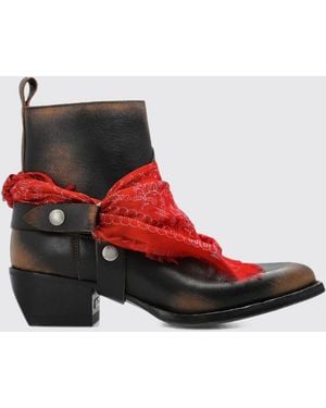 Golden Goose 'Debbie' Leather Heeled Ankle Boots - Red