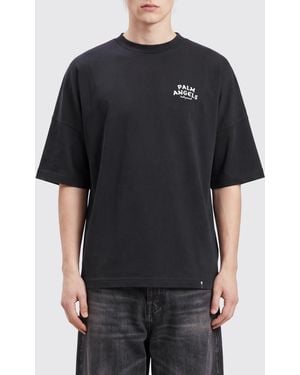 Palm Angels Cotton Crew Neck T-Shirt With Contrast Logo - Black