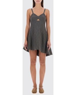 Jil Sander Asymmetrical Virgin Wool Bustier Mini Dress With V-Neck - Black