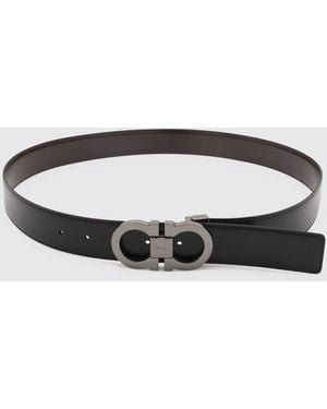 Ferragamo Gancini Reversible Leather Belt - Black