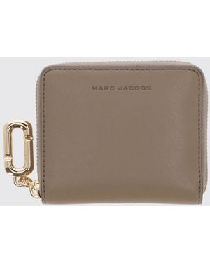 Marc Jacobs Scene Small Leather Wallet With Zip Closure And Card Slots - Gray