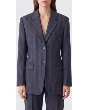 Filippa K Blazer De Raya Diplomática Con Botonadura Sencilla Y Corte Slim En Mezcla De Lana - Azul