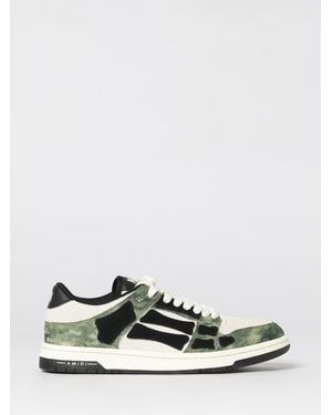 Amiri Camo Skel Leather And Nylon Trainers - White