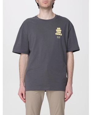 EA7 Cotton T-Shirt With Sport Print - Grey
