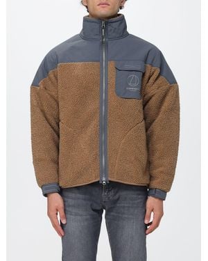 Murphy & Nye Fleece And Polyester Bomber Jacket With High Neck And Contrast Logo - Blue