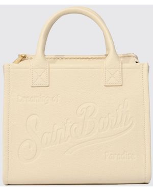 MC2 Saint Barth Vanity Cotton Twill Bag With Embroidered Logo - Natural