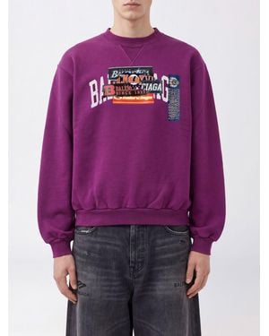 Balenciaga Sudadera De Algodón Con Cuello Redondo, Estampado Gráfico Y Hombros Caídos - Rosa