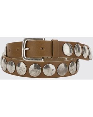 Golden Goose Western Leather Belt With Studs, Embroidery And Distressed Effect - Brown