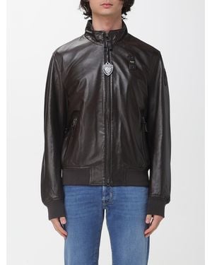 Blauer Leather Bomber Jacket - Black