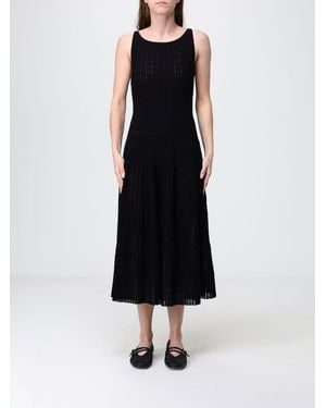 Antonino Valenti Pleated Knit Off-The-Shoulder Midi Dress - Black