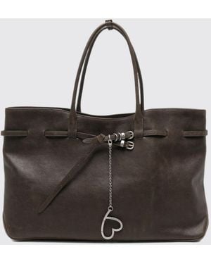 Marge Sherwood Sac D'Épaule Grandma En Cuir De Veau Grainé Avec Double Anse - Noir