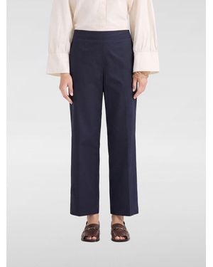 Momoní Momon&Igrave Cropped Cotton Pants With Elasticated Drawstring Waist - Blue