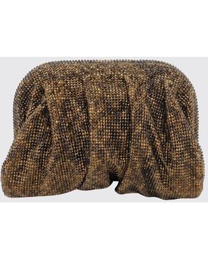 Benedetta Bruzziches Venus Draped Mesh Clutch With Rhinestones And Strap - Brown
