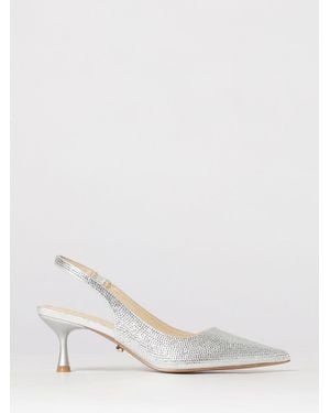 Twentyfourhaitch Phuket Satin Slingbacks With Rhinestones - White