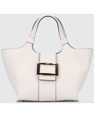 Roger Vivier Belle Vivier Grained Leather Bag - Natural