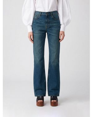 Chloé Chlo&Eacute Flared Cotton Denim Trousers - Blue