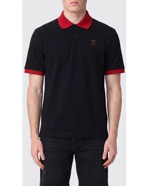 Versace Medusa Logo Cotton Polo Shirt - Black