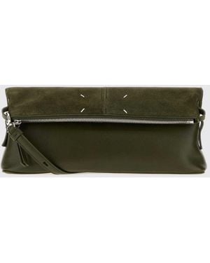 Maison Margiela 5Ac Calfskin And Suede Clutch With Shoulder Strap - Green