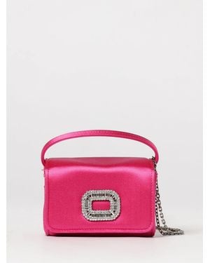 Roger Vivier Pilgrim Satin Bag With Jewel Buckle - Pink