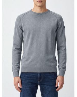 Rrd Pull À Col Rond Et Manches Longues En Pur Coton Avec Finitions Côtelées - Gris