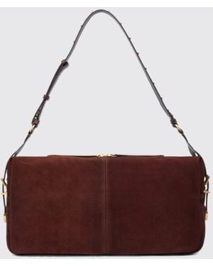 Pinko Keeper Bag Suede Leather Shoulder Bag With Adjustable Handle - Purple