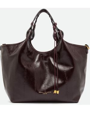 Gianni Chiarini Dua Cowhide Leather Handbag With Magnetic Closure - Brown