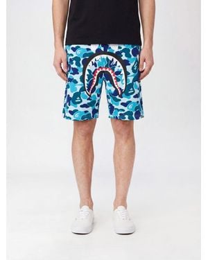 A Bathing Ape Abc Camo Shark Cotton Camouflage Shorts - Blue