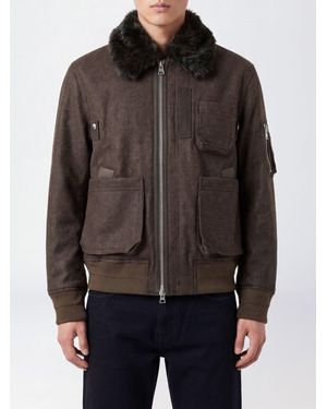 SACAI X CARHARTT WIP Wool Bomber Jacket With Fur Collar - Black