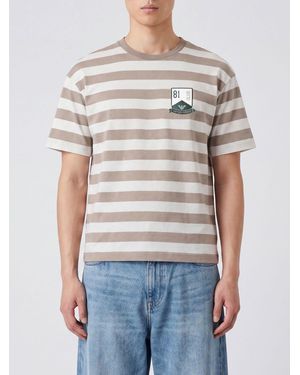 Emporio Armani T-Shirt En Coton Rayé - Bleu
